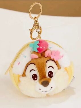 New Disney Genuine Chip’n Dale Plush Yellow Keychain Coin Wallet Pendant